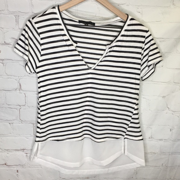 NEW Sanctuary Mixed Media Striped Tee Size Small - Picture 6 of 12